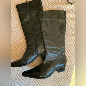 Western Black Heeled Boots leather coastal cowgirl size 39 or 8
